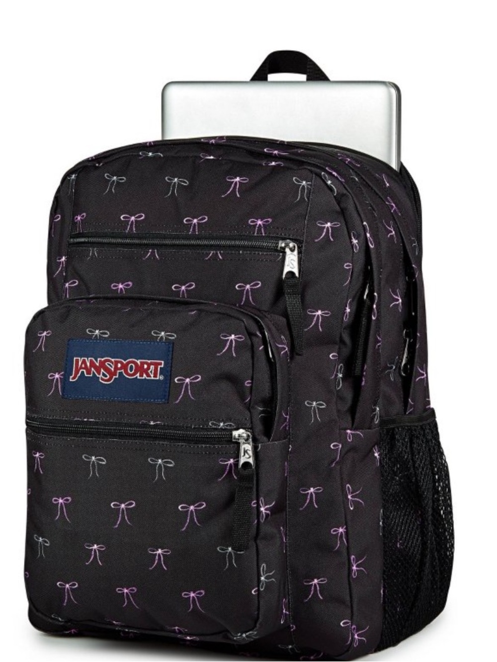 Jansport Big Student Cargo 17.5 backpack black with bows fits 15” laptop NWT - Picture 5 of 13